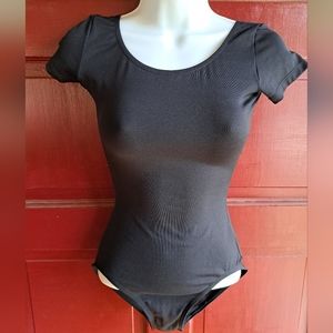 Capezio black leotard with cap sleeves